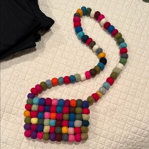 Colorful Pom Pom Ball Crossbody Bag
